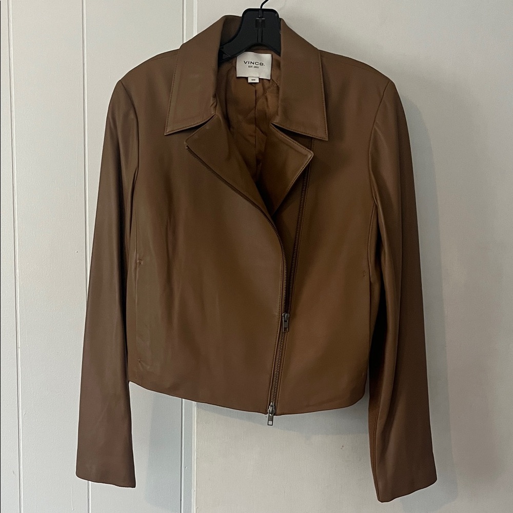 Vince Tan Leather Jacket for Women